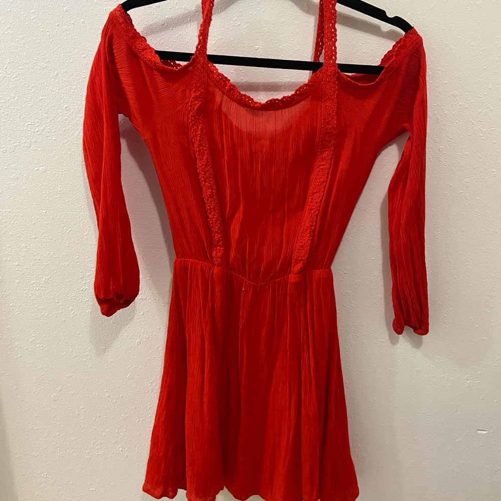 Off the Shoulder Red Sun Dress
